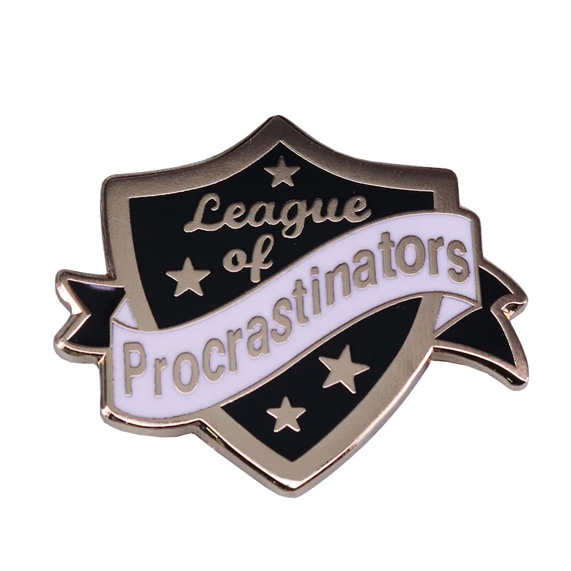 overcome procrastination pin badge
