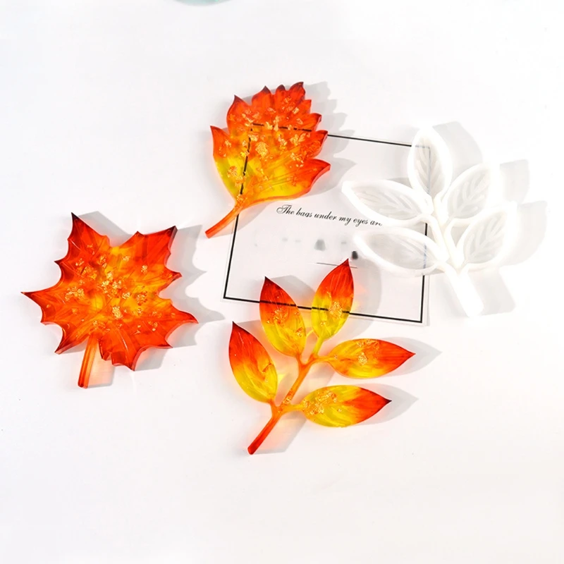 

5Pcs Leaves Coaster Silicone Resin Mold Tropical Maple Leaf Resin Casting Mold for Casting Resin Concrete Art Crafts