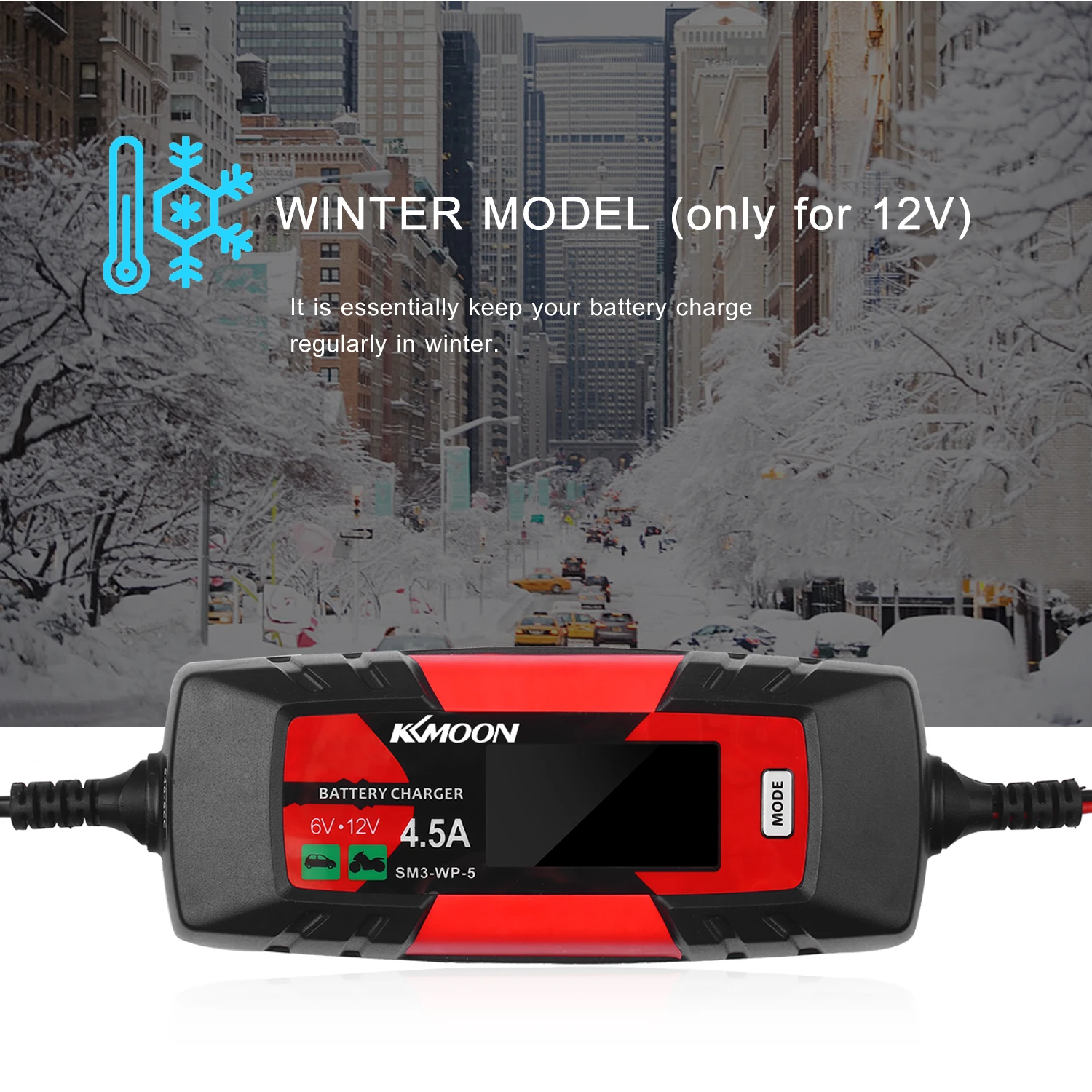 Зарядное устройство KKmoon для автомобильного аккумулятора зарядное аккумуляторов