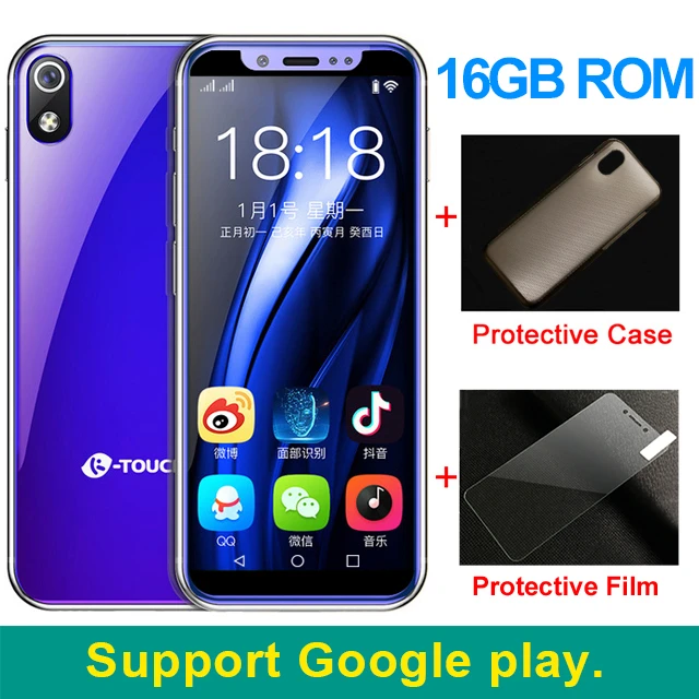 K-TOUCH маленький Маленький разблокированный Супер Мини android смартфон android 8,1 3," Лицо ID телефоны MTK6580 четырехъядерный мобильный телефон - Цвет: Синий