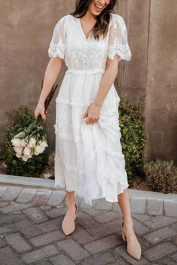 

Women White Dress Sumner Sexy Lace Long Dresses Party Ladies Fashion Dress 2021 Summer Casual Loose Clothes