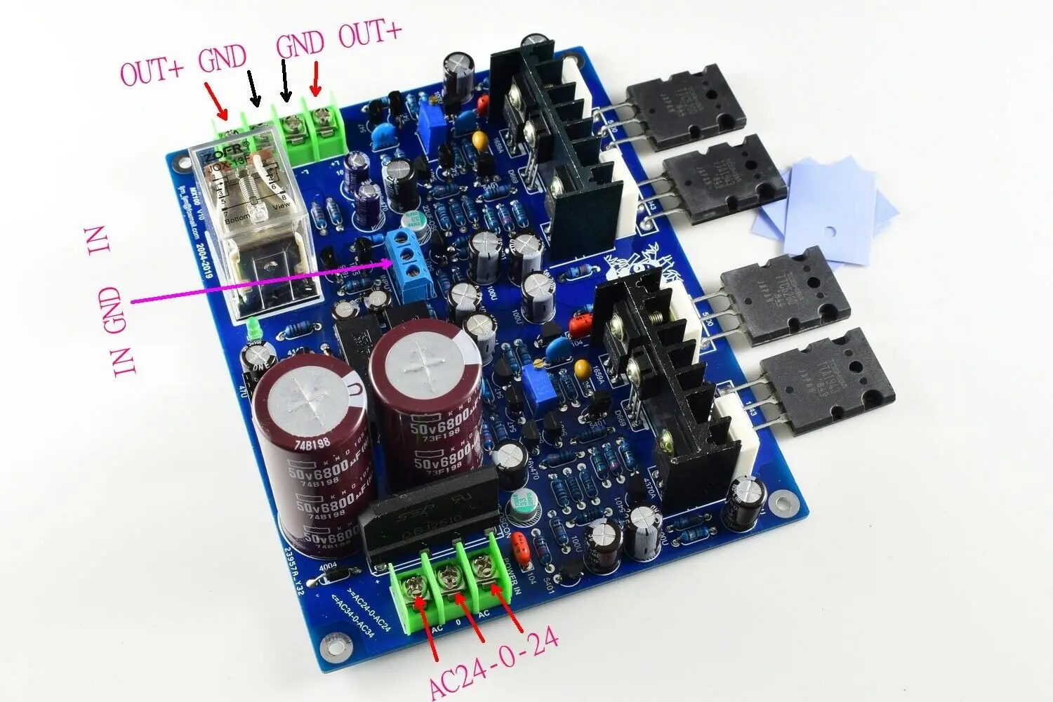 Плата усилителя MX100 Stereo TTA1943/TTC5200 комплект с блоком питания защита динамика |