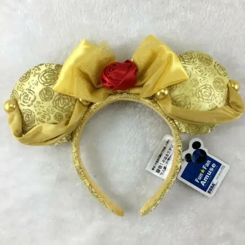 

Disney Red Bow Golden Mickey Mouse Sequin Ears Headband new