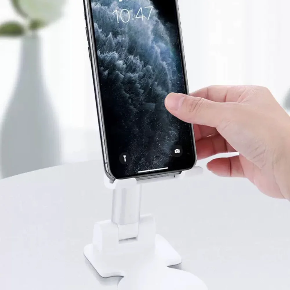 

1PC Creative Portable Phone Holder Bracket Practical Adjustable Desktop Stand Foldable Rack for Cellphone Tablet E-Reader (White
