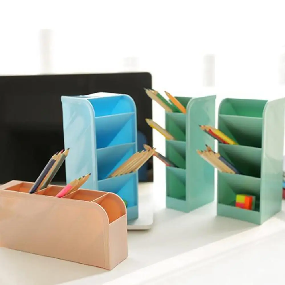 

Multi-function 4 Grid Desktop Pencil Holder Inclined Office Storage Box Desktop Organizer Office Stationery