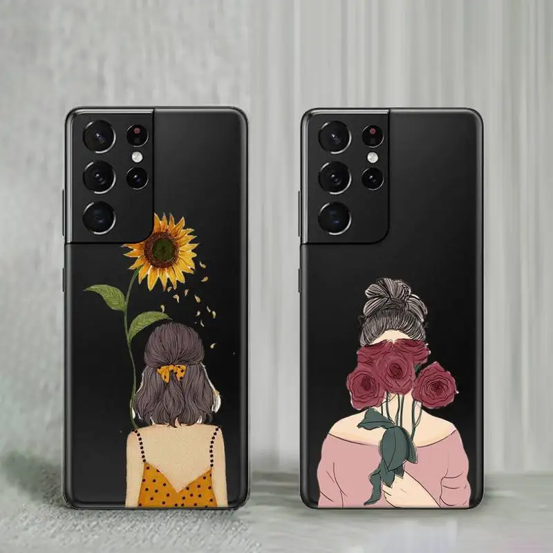 

Sunflower girl Phone Case For Samsung A10 32 51 52 71 72 50 12 21S S10 S20 S21 note 10 20 Plus Fe Ultra