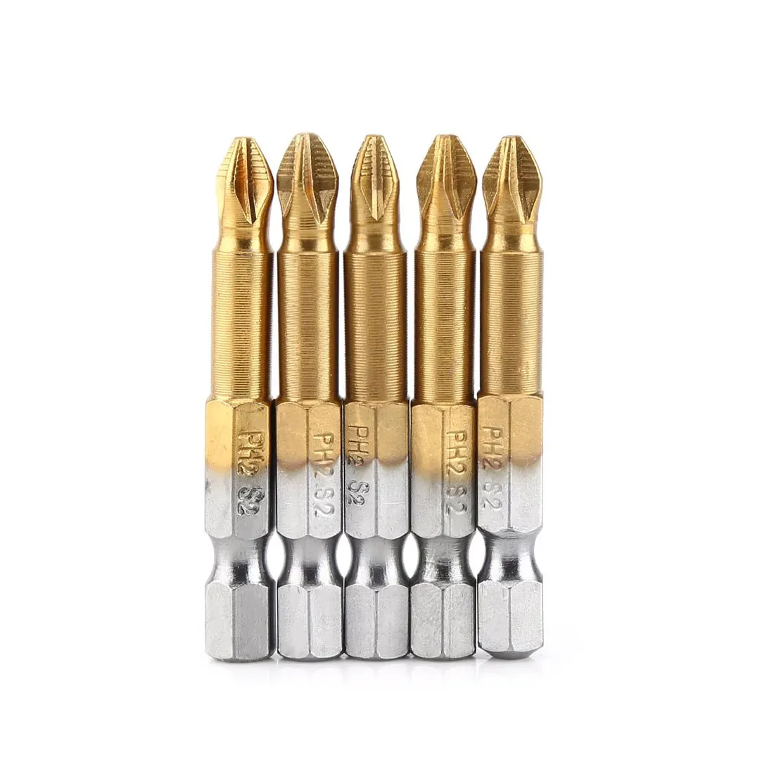 5PCS50MM 10 шт. противоскользящая электрическая отвертка с титановым покрытием магнитная защита от вскрытия PH2 Набор инструментов Отвертка 25 мм шестигранный хвостовик - Цвет: 5PCS50MM