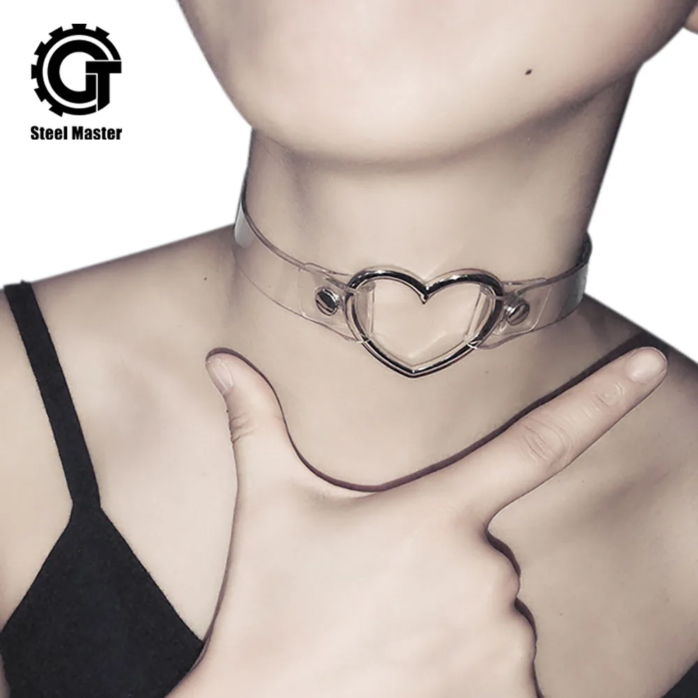 

Harajuku Love Transparent Punk Peach Heart Necklace Fashion Tide Collar Couple Bracelet Accessories