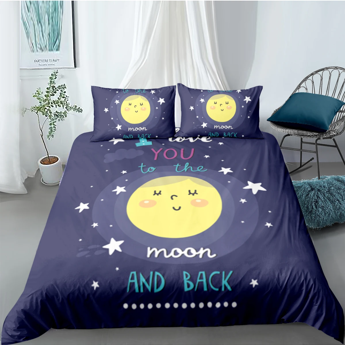 

3D Duvet Cover Set Bedding Sets Quilt Covers Pillow Cases Full Double Single King Queen Size Round Moon Custom Design Bed Linens