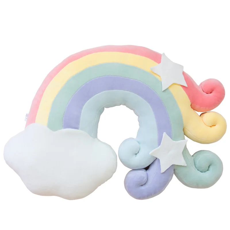 

Soft Comfortable Candy-colored Clouds Stars Moons Rainbow Pillows Round Plush Soft Ball Pillow Cushions Kids Gifts Plush Cute