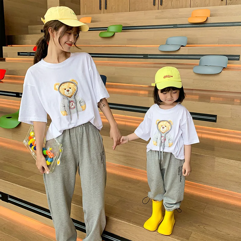 Комплект одежды для семьи футболка и брюки в южнокорейском стиле комплект отдыха