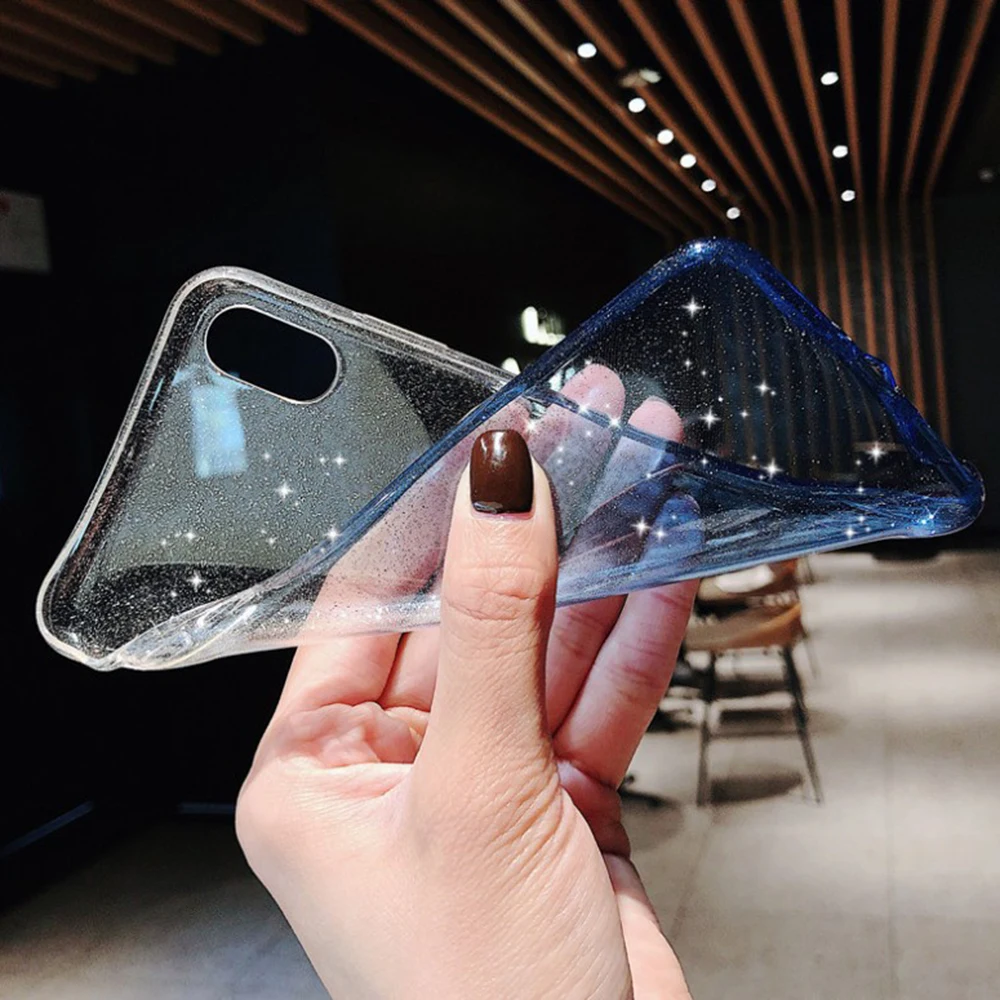 Для iPhone X XR XS 11 Pro Max 8 7 6 6s Plus Блестящий Радужный градиент цвета прозрачный мягкий