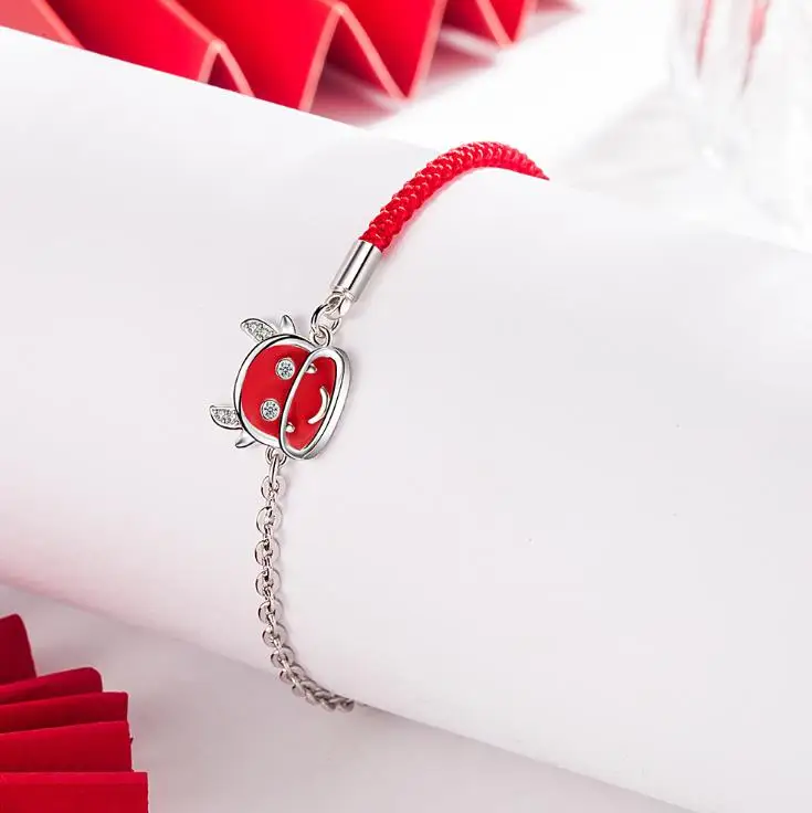 Нежный стерлингового серебра 925 модные очаровательные зодиака Ox цепи браслет на