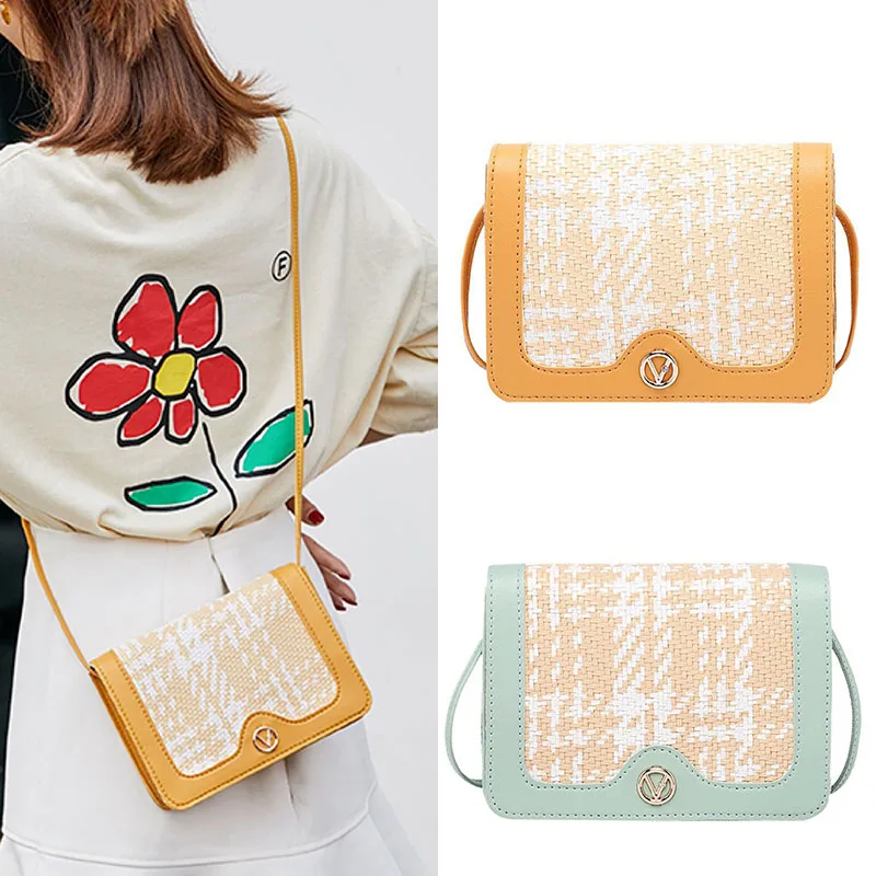 Новая Популярная корейская модная сумка плетеная солома сумки на плечо женские