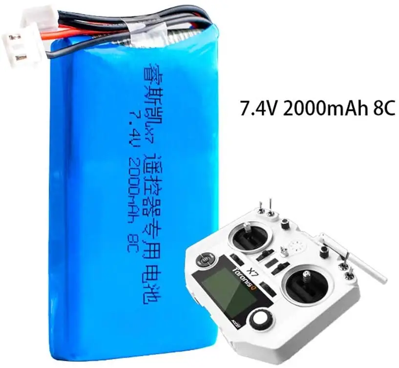 7.4V 2000mAh 8C LiPO Battery Fit for FrSky Taranis Q X7 Drone Remote Controller Telemetry Radio Transmitter | Игрушки и хобби