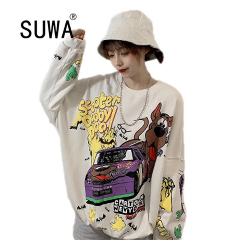 

Шикарный модный пуловер, свитшот, Женская винтажная Повседневная Толстовка Оверсайз, с длинным рукавом, в стиле бойфренд, крутая уличная од...