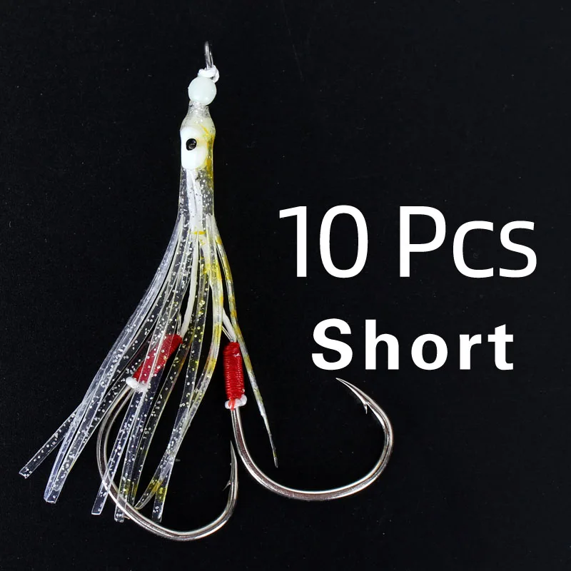 10 Pcs Short Leaddeers, 10 шт./лот, Япония, новинка, медленный джиг, крючки, светящиеся, Gamakatsu, рыболовные крючки для соленой воды, светящиеся лазерные рыболовные крючки, 2/0-5/0 - Цвет: 10 Pcs Short