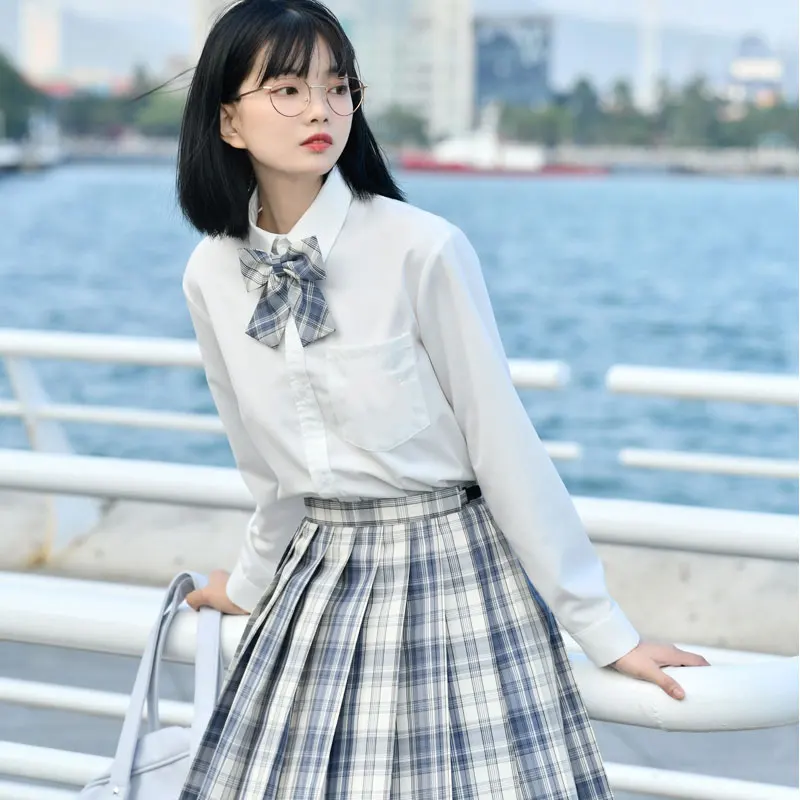 

Japanese Student School Uniforms Long Sleeve Costume Women Girls Sexy JK Suit High Waist A-Line Pleated Skirt Set Seifuku