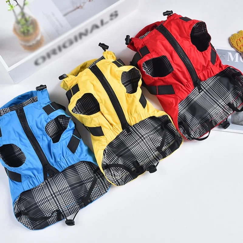 

Светоотражающий дождевик для собак с ремнями, дождевики с капюшоном, защитные полоски, дождевики для собак, водонепроницаемые уличные курт...