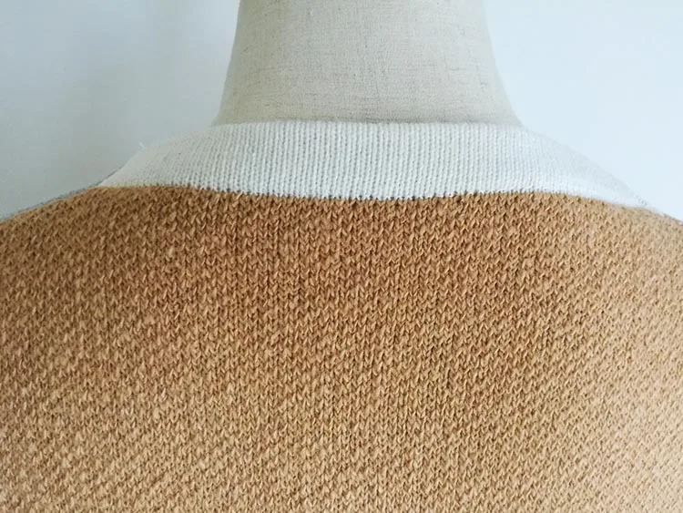 

Contrast Stitching Long-sleeved Knitted Cardigan Mid-length Patch Color-blocking Sweater Coat Plus Size Winter Clothes for Women