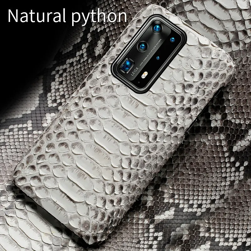 

Genuine Leather Python phone case for Huawei p40 pro p30 lite p20 nova 5T Soft touch Luxury cover for honor 30 pro mate 20 lite