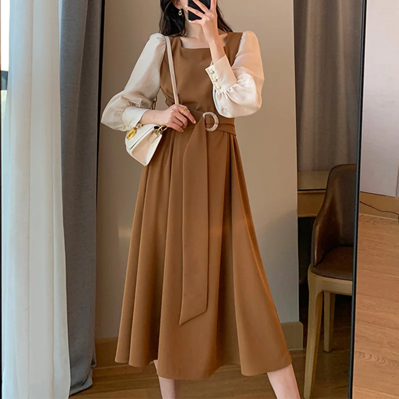 

Женское вечернее платье с длинным рукавом и квадратным вырезом, большие размеры