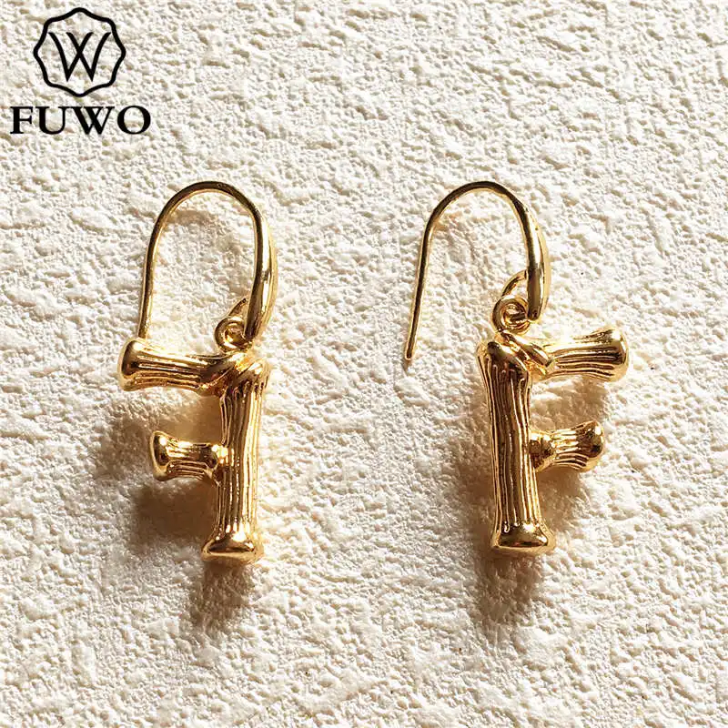 Женские медные серьги-подвески с буквами FUWO элегантные серьги золотого цвета
