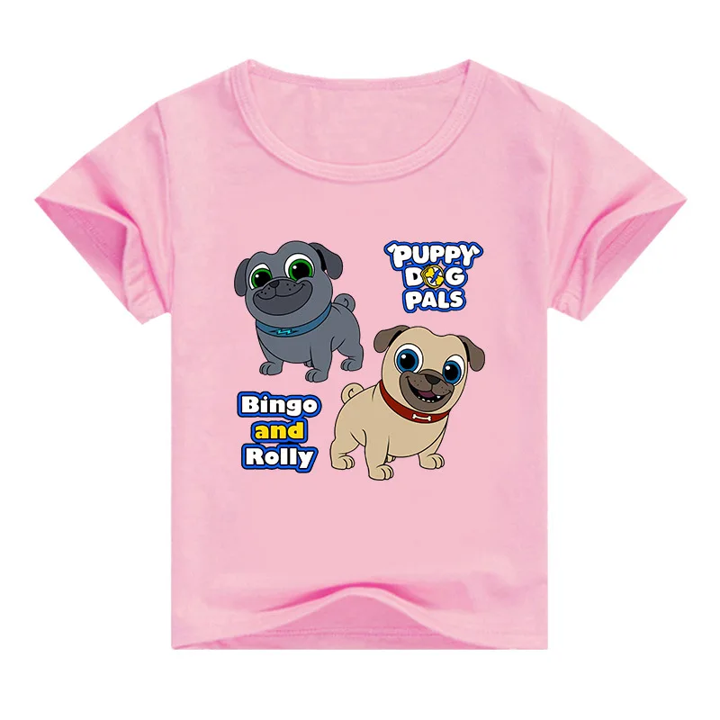 

2021 Summer Cartoon Puppy Dog Pals T Shirt Kids Bingo and Rolly Tshirt Toddler Boys Funny Tops Baby Girls Short Sleeves Tshirts