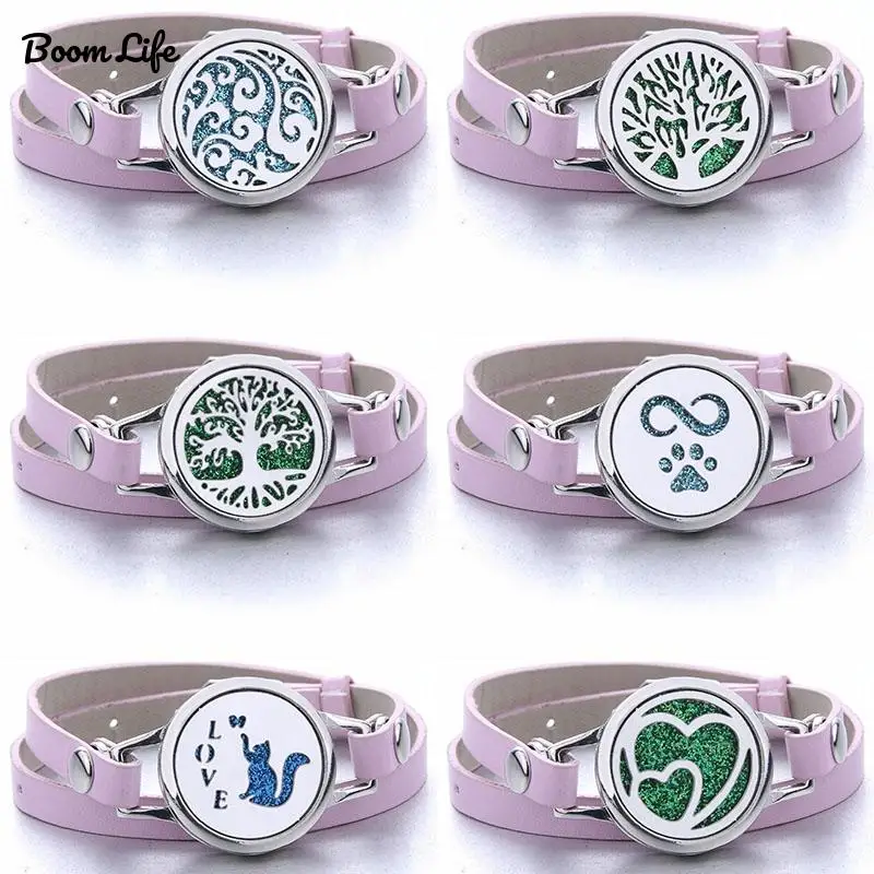 Браслеты для ароматерапии диффузор эфирных масел медальоны розовый кожаный