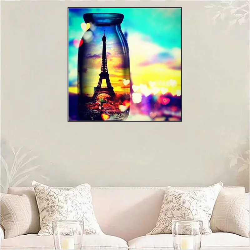 

5D алмазов картина Стекло башня из чашек солнечного света полная квадратная дрель Алмазная вышивка крестиком Новый год домашний декор ремес...