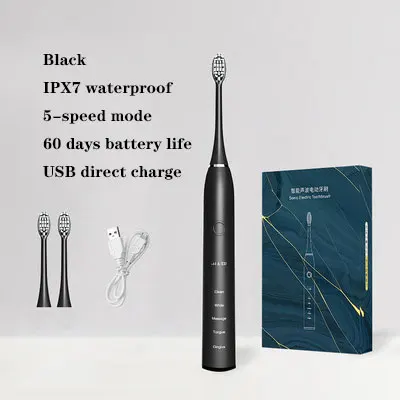 

Powerful Sonic Cleaning - Rechargeable Toothbrush with Timer, 5/15 Modes, 2 Brush Heads Whitening Electric Toothbrush for Adults