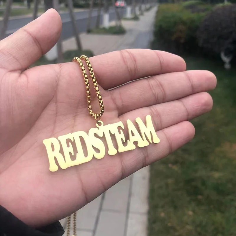 Ожерелье из нержавеющей стали с подвеской большим именем позолоченное 2 5
