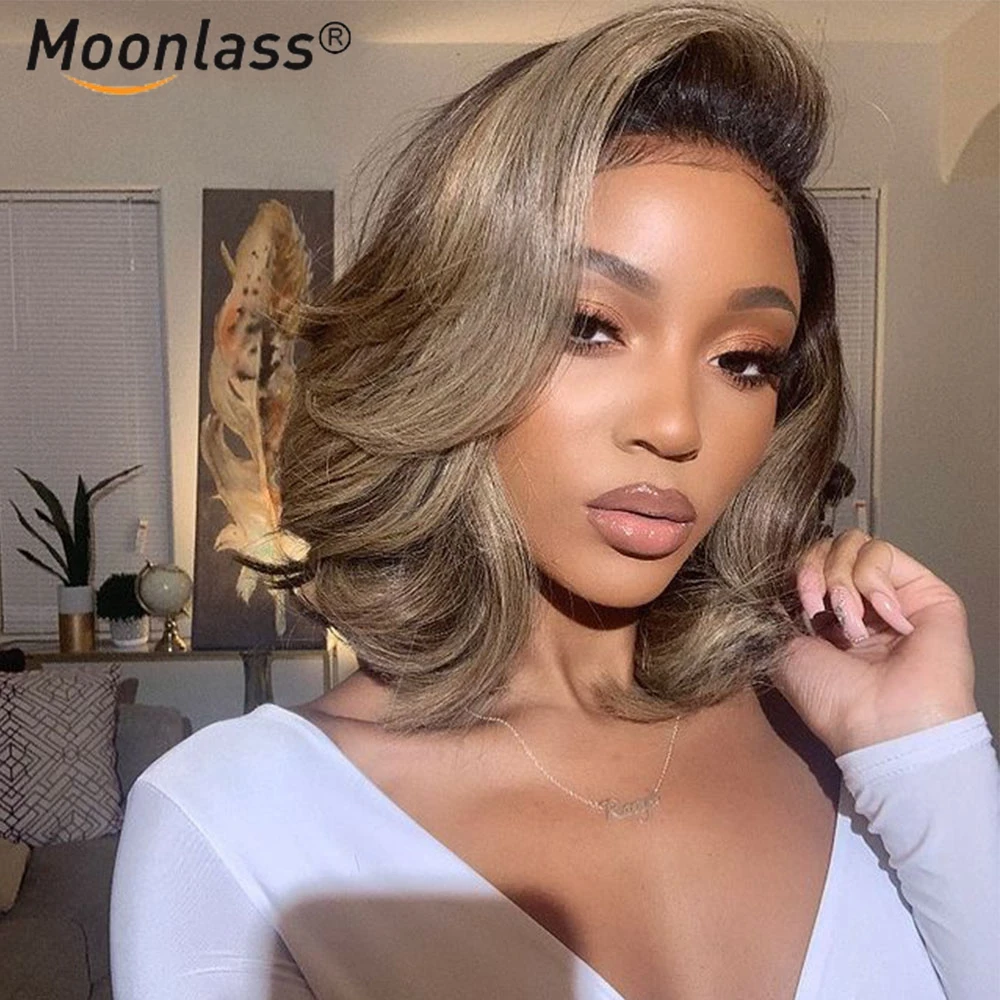 

Парик на сетке спереди, натуральные волосы, предварительно выщипанные, 4x4, короткий, с застежкой Боб, парик на сетке, коричневый, волнистый, н...