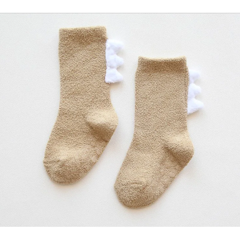 Free Shipping winter Cotton Baby Non-slip Children Coral velvet thickening Girl Boy Dinosaur Socks 3pair/lot 0-5y Unisex |