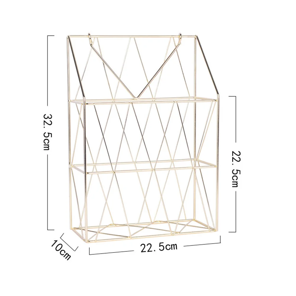 Корзина для хранения из кованого железа цвета розового золота портативная