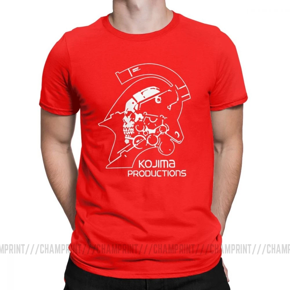 Красный Мужские футболки с металлическим зубчатым механизмом Kojima Products, MGS Hideo Kojima, хлопковые топы с коротким рукавом, футболки с принтом - Цвет: Красный