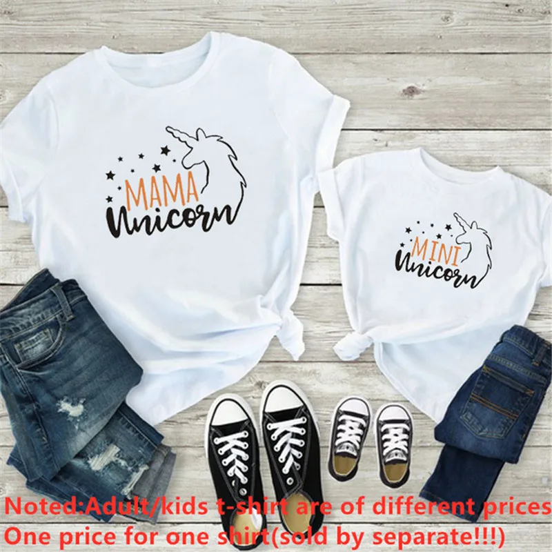 Мама Единорог мини семья сочетающаяся одежда мамы и я футболки для дочери ауткум