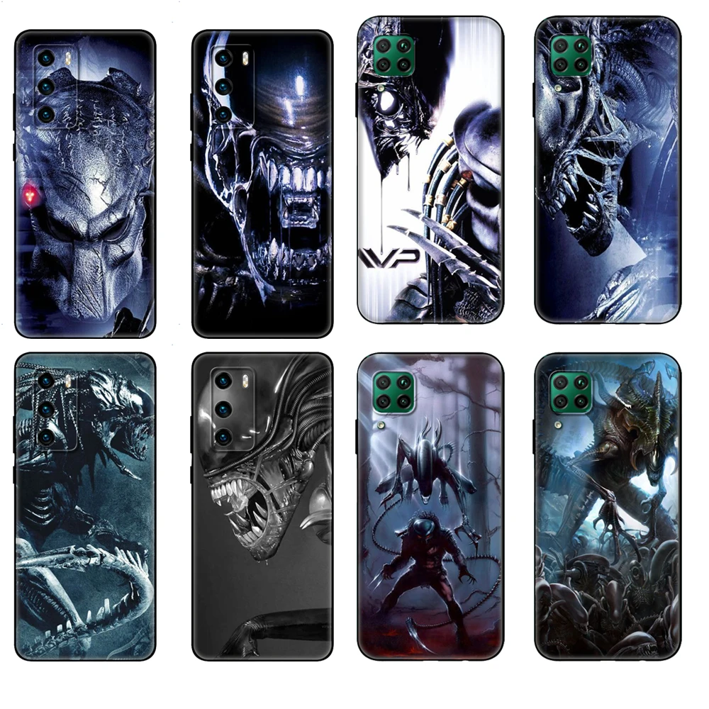Черный чехол из ТПУ для Huawei P30 Lite, P30 Pro, P40, чехол для Huawei P40 LITE, E, P Smart 2020, чехол-накладка с инопланетянином против Хищника