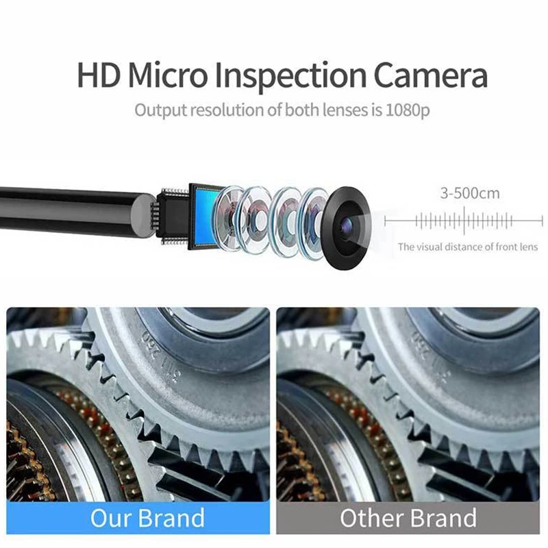 

Endoscope 1080P Wifi 1800MAh Battery Borescope, IP67 Waterproof Inspection Camera with 8 LED Lights for Android/IOS