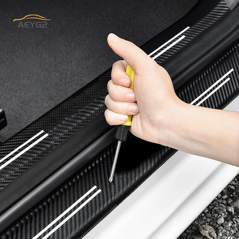 4 шт. защитные виниловые наклейки на порог автомобиля из углеродного волокна для