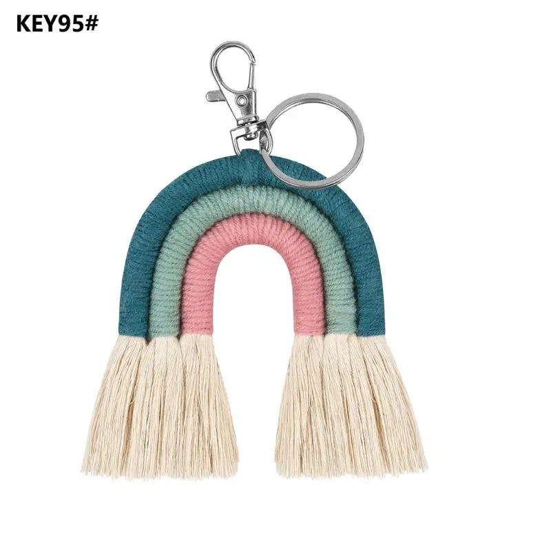 

Weaving Rainbow Keychains Women Handmade Key Holder Keyring Macrame Bag Charm 83XF