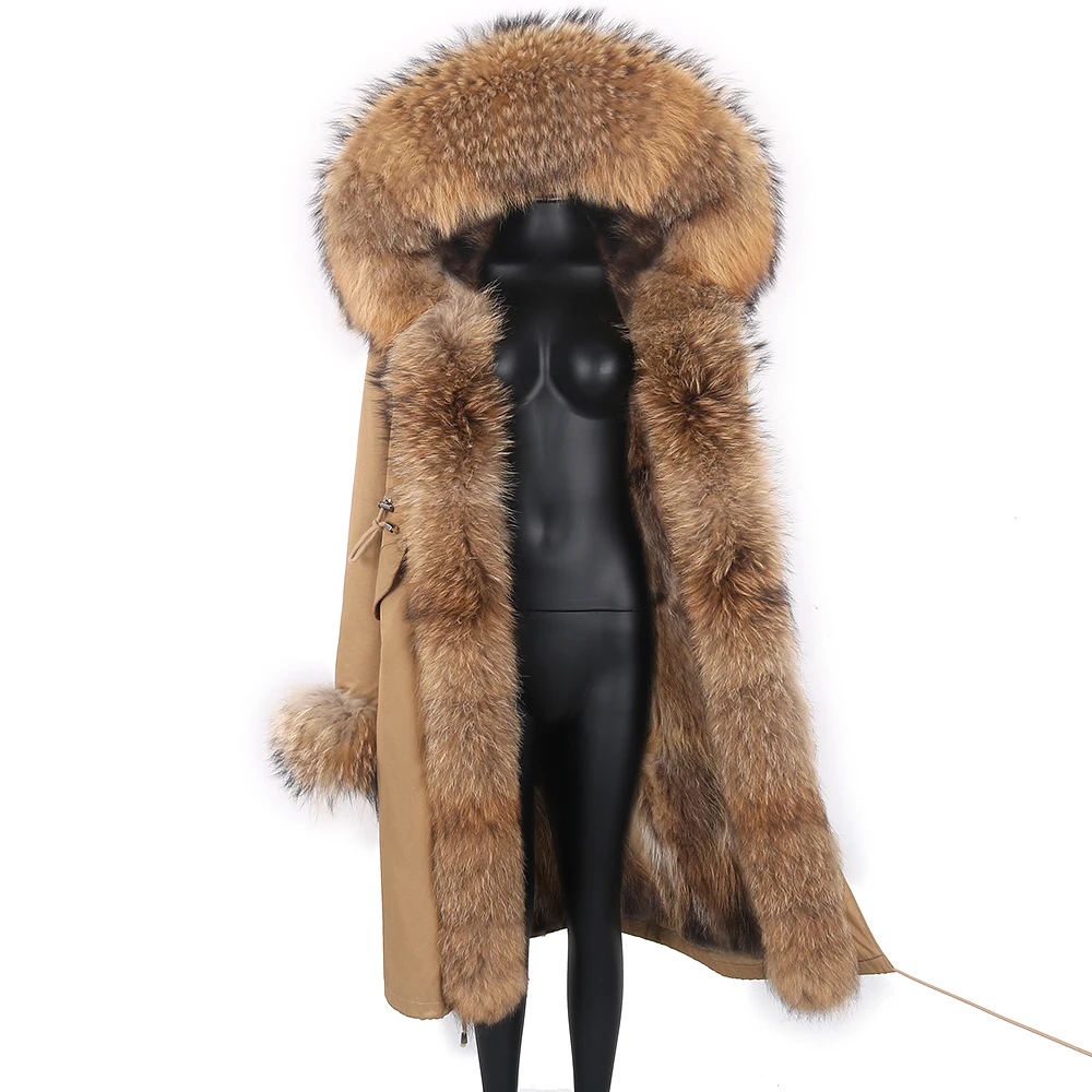 Winter Quality Brand Real Fur Coat for Women Extra Long Natural Fur Jacket Fashion Stylish Streetwear Parkas Oversize Outerwear enlarge