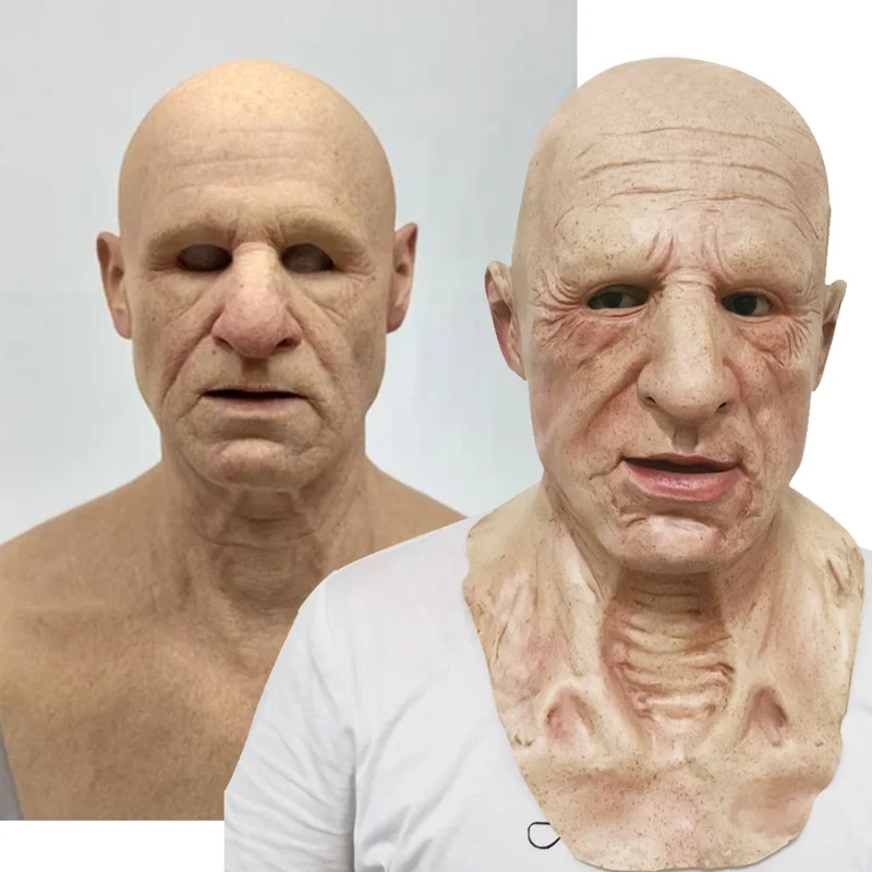 Реалистичная лысая маска для старика латексный шлем на все лицо маскарада