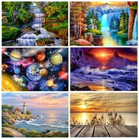 diy landscape 5d diamond painting full round drill embroidery cross stitch rhinestones picture wall art home decor