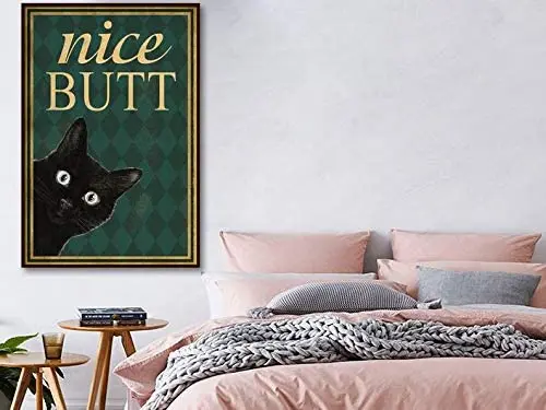 

Tin Signs Vintage Black Cat Nice Butt Metal Poster - Funny Cat Metal Poster - Bathroom Funny Bathroom Wall Decor Metal Poster
