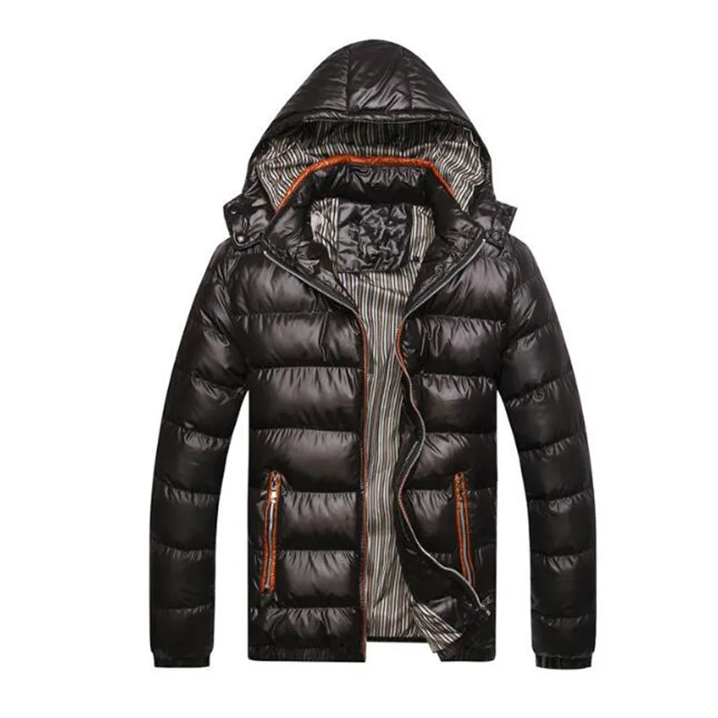 

New Warm Fashion Men Feather Hooded Down Jacket Pure Color Boutique Mens Feather Down Coat Thin Light Jackets