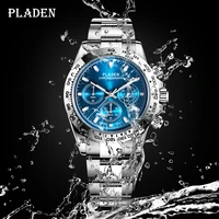 pladen new watch for men luxury stainless steel chronograph sport wristwatch business luminous dive male clock dropshipping 2022