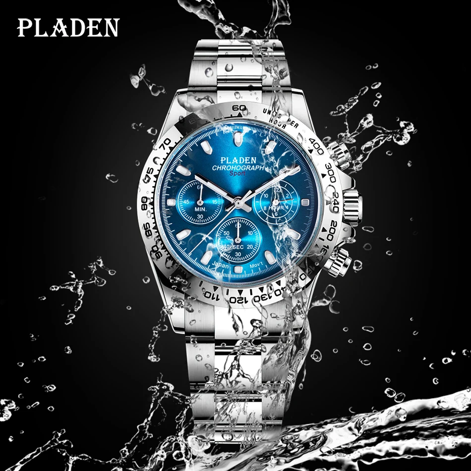 PLADEN New Watch For Men Luxury Stainless Steel Chronograph Sport Wristwatch Business Luminous Dive male Clock Dropshipping 2022 | Наручные