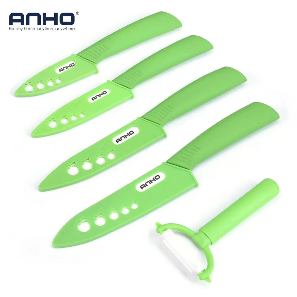 5pcs a set 5 шт./компл. Керамика ножи Кухня ножи на возраст 3, 4, 5, 6, в нож шеф-повара набор для очистки фруктов и овощей белый цирконий лезвия с зеленой ручкой высокое качество - Цвет: 5pcs a set