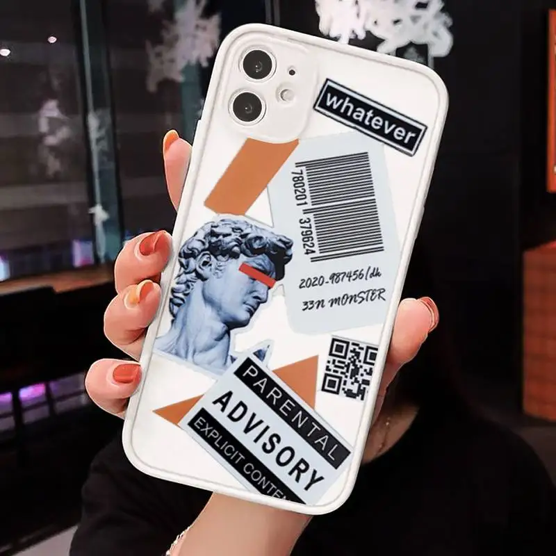 

cartoon label Phone Cases Matte Transparent for iPhone 7 8 11 12 s mini pro X XS XR MAX Plus cover funda